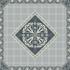 Seamless pattern inspired from traditional Danish Hedebo embroidery, vector illustration