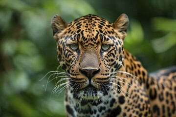 Obraz premium Portrait of wild Leopard cat. KI generiert, generiert, AI generated