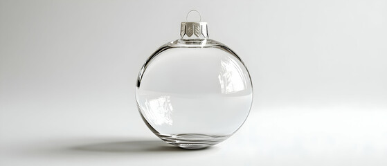 Clear glass ornament on white; Xmas craft