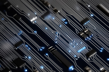 Fototapeta premium 未来的な半導体回路のクローズアップテクスチャ