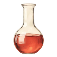 Vintage Round-Bottom Flask Holding Reddish-Amber Liquid