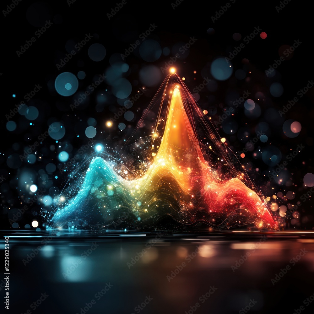 Aufkleber Dynamic Visualization of Colorful Data Waves in Abstract Art blurry backgrounds