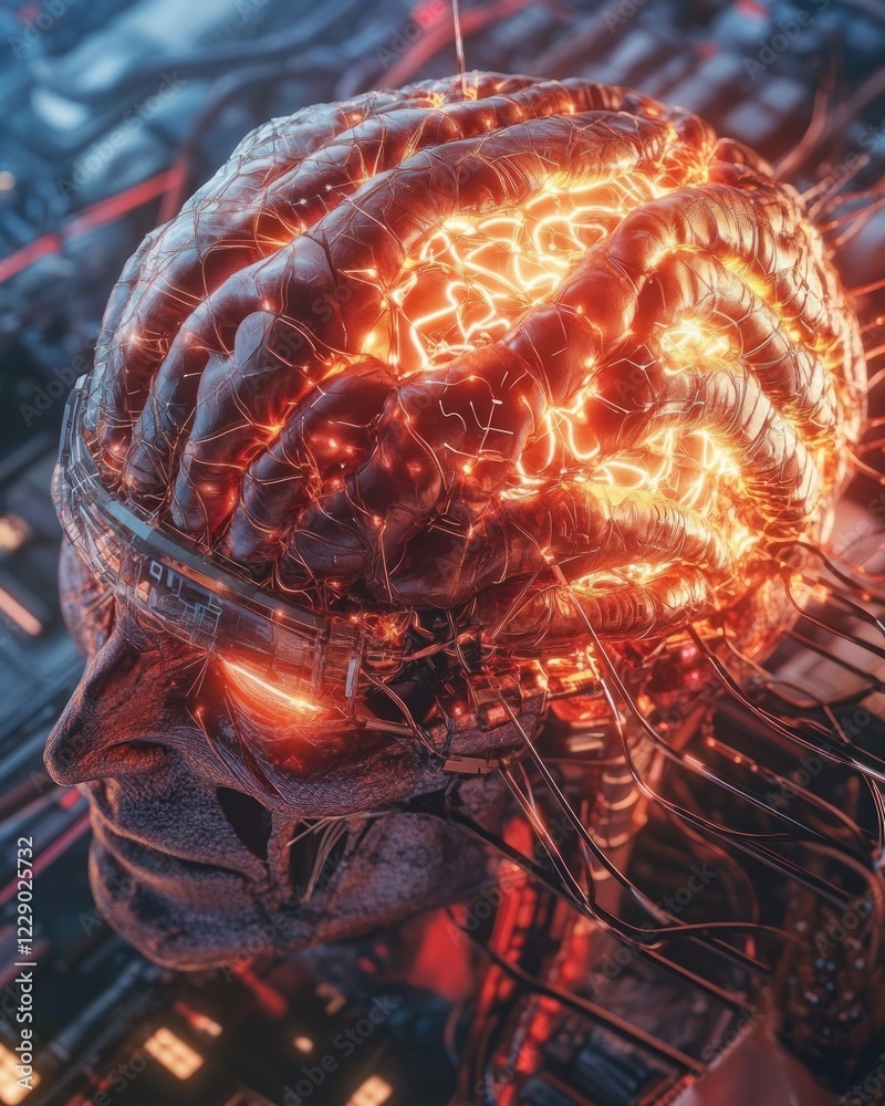 Poster Futuristic Neural Network Concept A Glimpse into AI Evolution Blur background