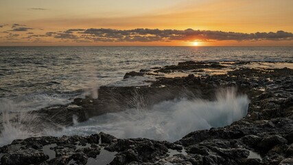 Sunrise at El Bufadero de La Garita, Waterhole, Gran Canaria, Canary Islands, Spain, Europe
