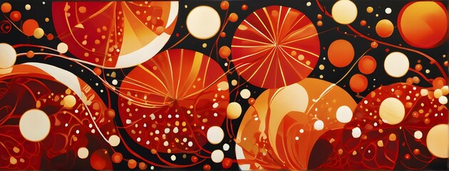 Abstract composition representing the warmth of holiday gatherings in warm red and orange colors, AI generated