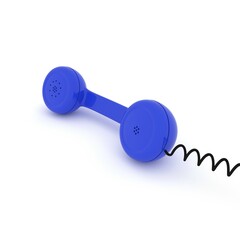 Blue phone, contact or service concept, 3d rendering on white