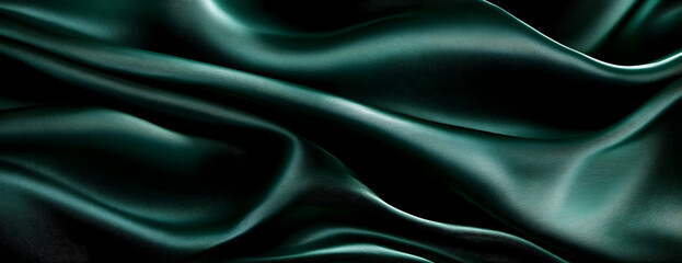 Obraz premium Dark green silk drapes, studio backdrop