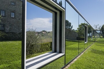 Mirror front at Castello di Ama winery, Chianti region, Tuscany, Italy, Europe