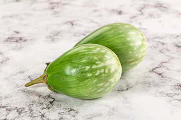 Ripe green mini eggplants heap
