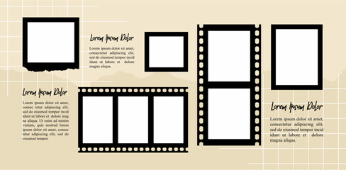 Pictures or photos frame collage. comics page grid layout abstract photo frames and digital photo wall template