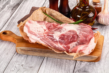 Raw pork shoulder for cooking