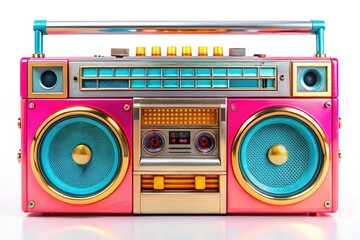 Fototapeta premium Retro Boombox Cassette Player, 90s Style Portable Stereo