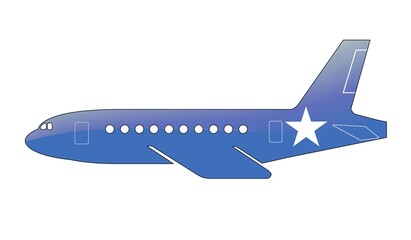 The Somalia flag painted on the silhouette of a aircraft. glossy illustration