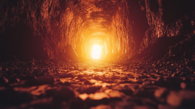 A cave with a small opening in the middle. The light shining through the opening creates a warm and inviting atmosphere
