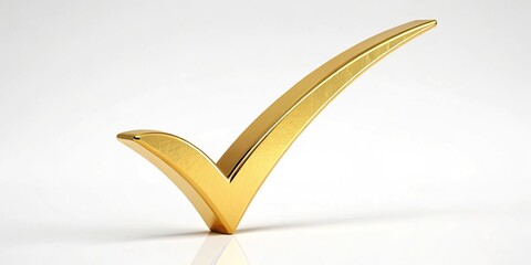 Shiny Gold Tick Mark Confirmation,  Bright Golden Checkmark,  Positive Affirmation
