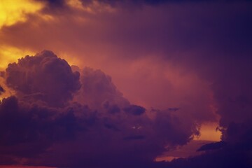 Obraz premium Cumulonimbus clouds in the evening, rainy season, Kalahari Desert, Kgalagadi Transfrontier Park, South Africa, Africa