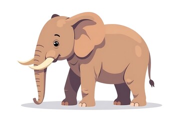 Fototapeta premium Illustration of an elephant, a brown elephant in full height on a white background