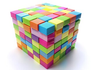 Sticky Notes Cube - Abstract Geometric Design