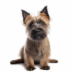 Cairn Terrier, white background, Ai generated