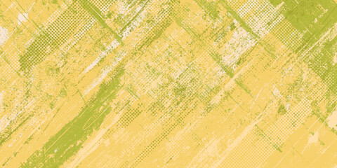 Obraz premium Yellow Grunge Background with Distressed Weathered Effect. Retro grungy overly brush stroke backdrop. Colorful worn abstract surface texture, perfect for flyers, cards, posters, web banners.