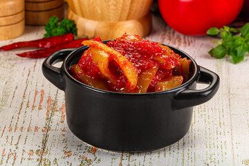 Hungarian Lecho with bell pepper and tomato