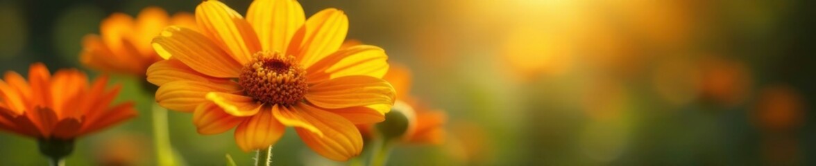 Sunlit Helenium flowers with intricate petals and stamens, flower, colorful, sunlit
