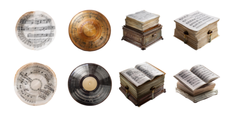 Vintage Music Themes for Creative Projects, PNG collection, set bundle, isolate on transparent or white background