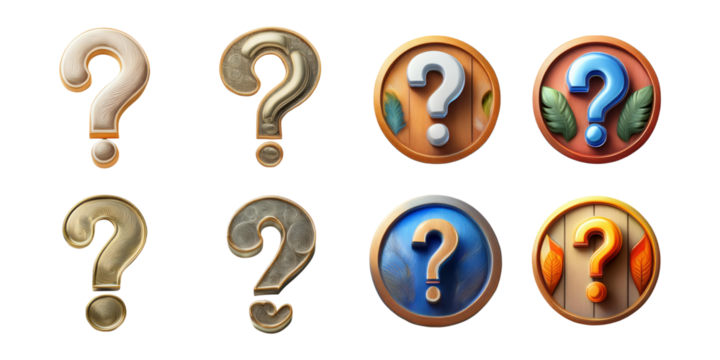 Mystery Icons and Question Marks Collection, PNG collection, set bundle, isolate on transparent or white background