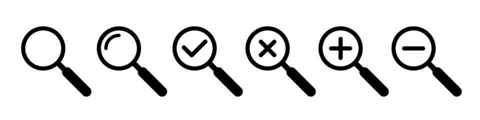 Magnifying glass icon symbol set 