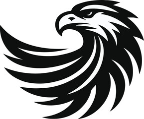 Fototapeta premium Black and Bold Iconic Eagle Vector Symbol Regal Raptor Eagle Logo in Monochrome