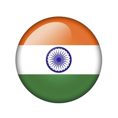 Obraz premium The Indian flag. Round glossy icon. Isolated on white background
