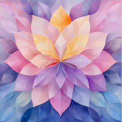  abstract floral mandala pattern watercolor scene