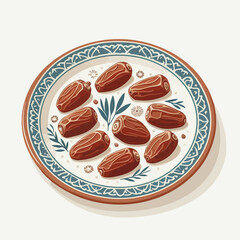 vector illustration of dates on a plate