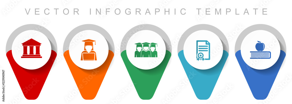 Poster learning and study pointer collection, miscellaneous icons such as building, student, diploma and bo