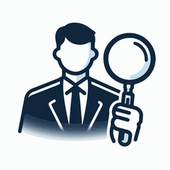 cartoon vector illustration of someone carrying a magnifying glass