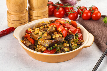 Eastern cuisine - Ptitim with beef and vegetables