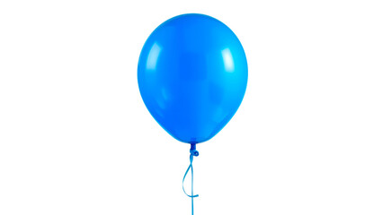Vibrant Electric Blue Balloon with Ribbon on Clean White Background