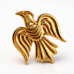 Obraz premium gold pin lines in the shape odins raven, on white isolated 