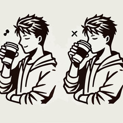 vector illustration of someone drinking coffee