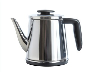 Fototapeta premium Shiny stainless steel electric kettle with black handle and lid.