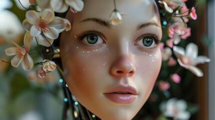 With flawless design and an energetic aura, the beauty robot teenager exudes charm, elegance, and high-tech sophistication.