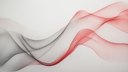 Obraz premium Red and grey abstract waves flow on white background; design element