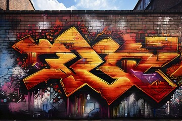 AI generated picture of an urban wall covered with graffiti