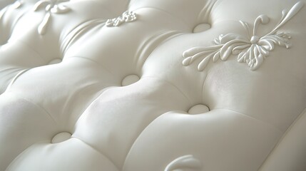 Elegant White Upholstery with Embossed Floral Design