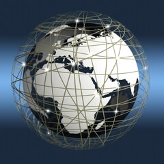 Globe surrounded by network