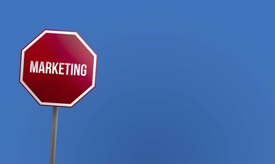 Marketing, red sign with blue sky