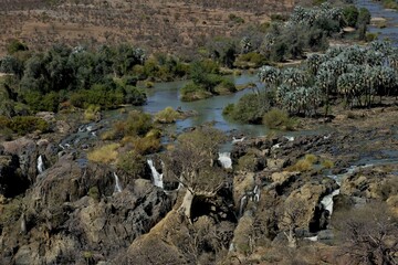 Epupa Falls, waterfalls of the Kunene River on the Namibian-Angolan border, Kunene Region, Namibia, Africa
