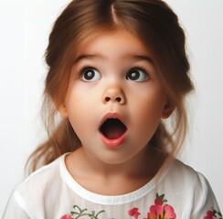 A little girl, about 7 years old, wide-eyed and mouth agape, AI generated, AI generated