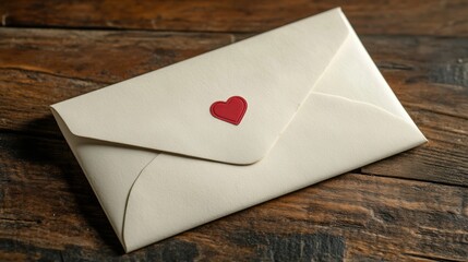 Sending love letters romantic envelope with heart seal on rustic wood surface
