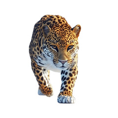 Naklejka premium Jaguar is walking across a white background